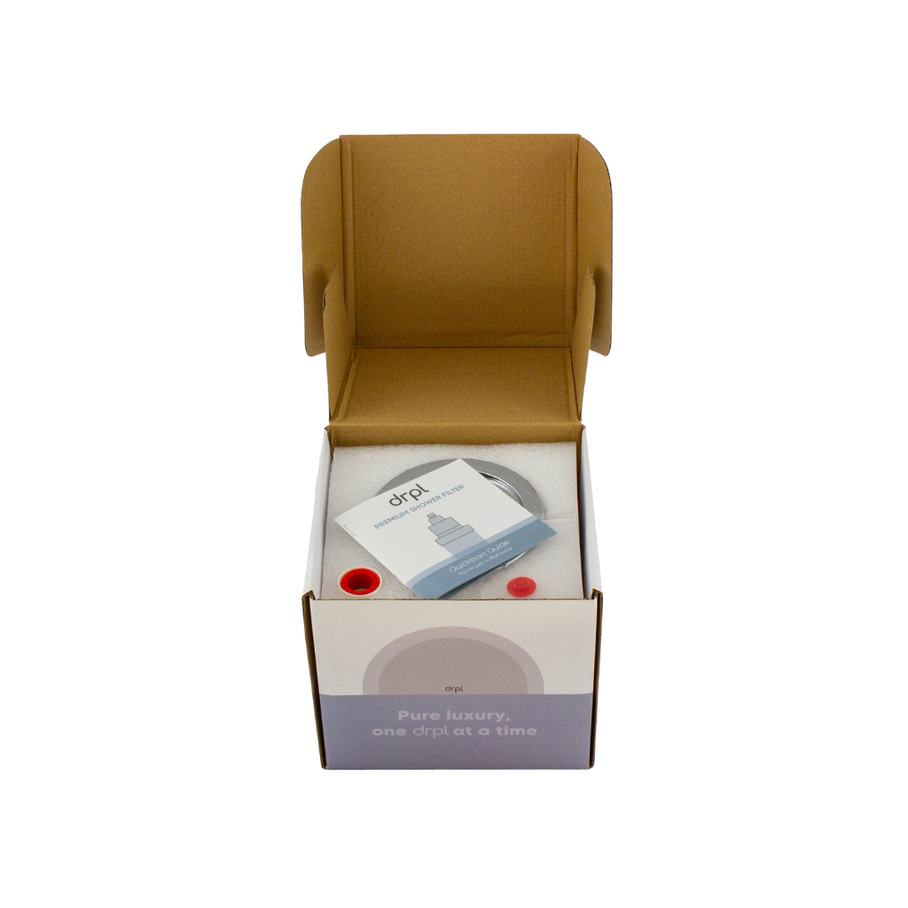 DRPL Filtered Showerhead boxed set – complete luxury shower filter kit with accessories